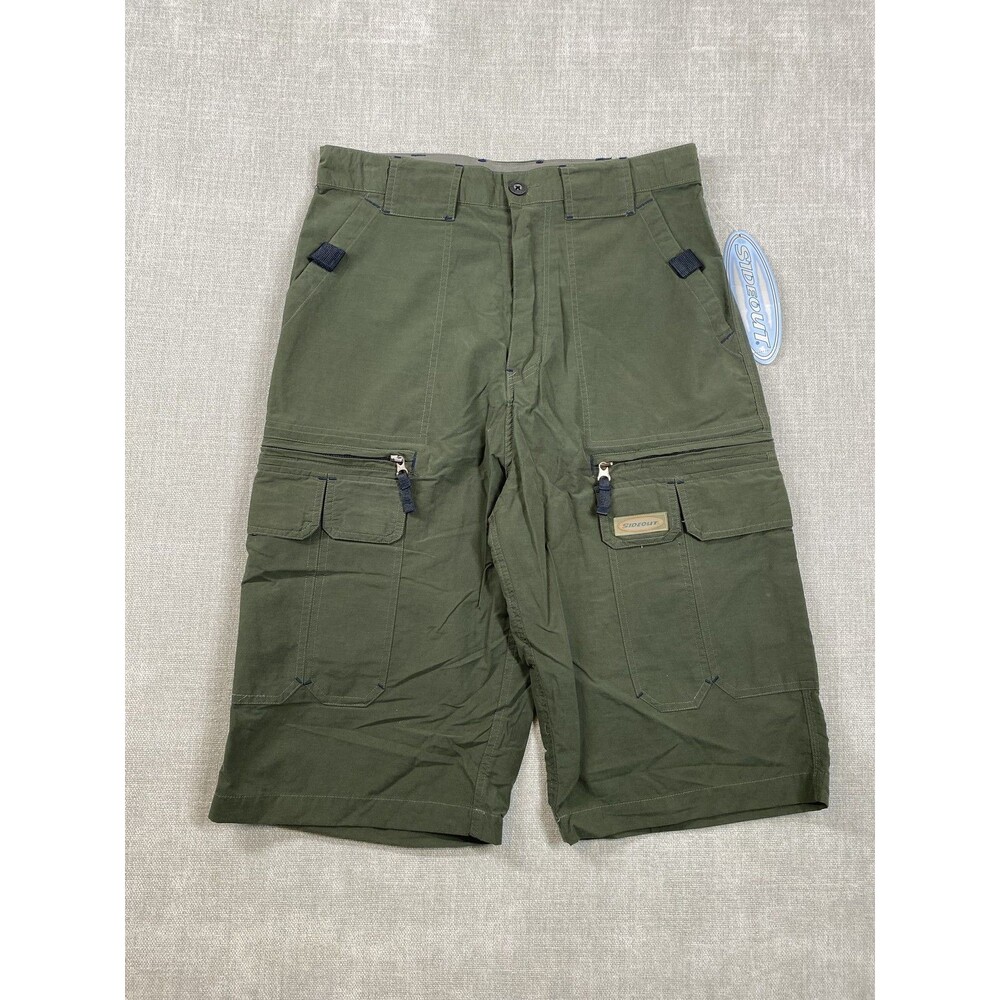 Vtg Sideout Cargo Shorts Mens 29 Green Utility Zip Pockets Outdoors 90's Y2K